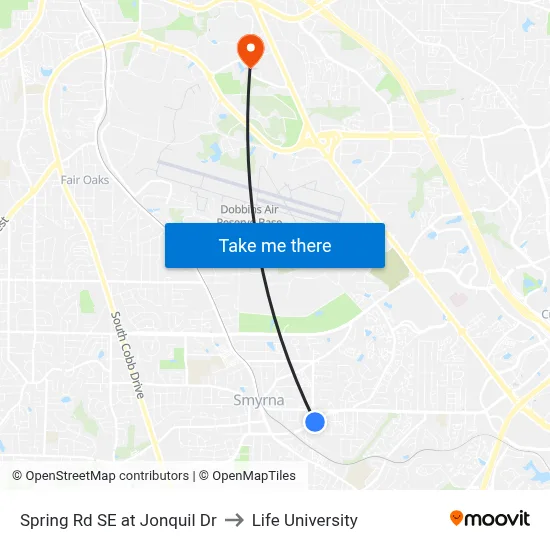Spring Rd SE at Jonquil Dr to Life University map