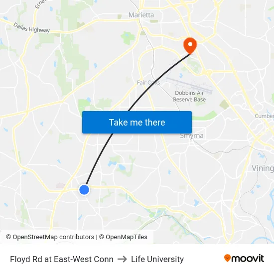 Floyd Rd at East-West Conn to Life University map