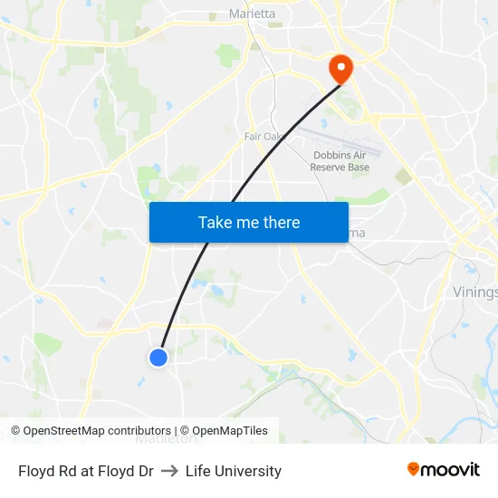 Floyd Rd at Floyd Dr to Life University map