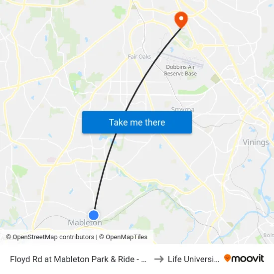 Floyd Rd at Mableton Park & Ride - Ob to Life University map