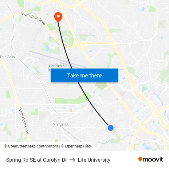 Spring Rd SE at Carolyn Dr to Life University map