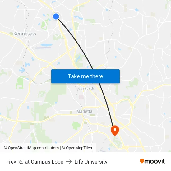 Frey Rd at Campus Loop to Life University map