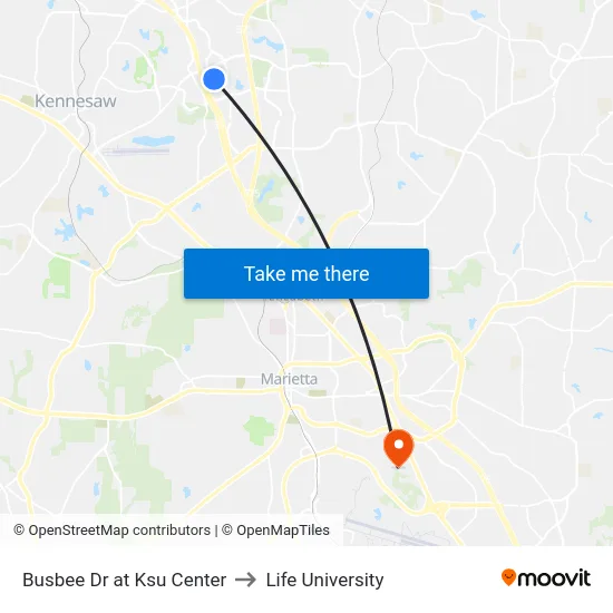 Busbee Dr at Ksu Center to Life University map