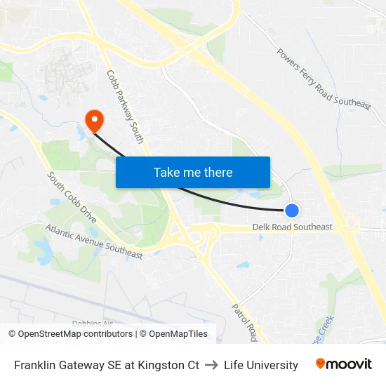 Franklin Gateway SE at Kingston Ct to Life University map