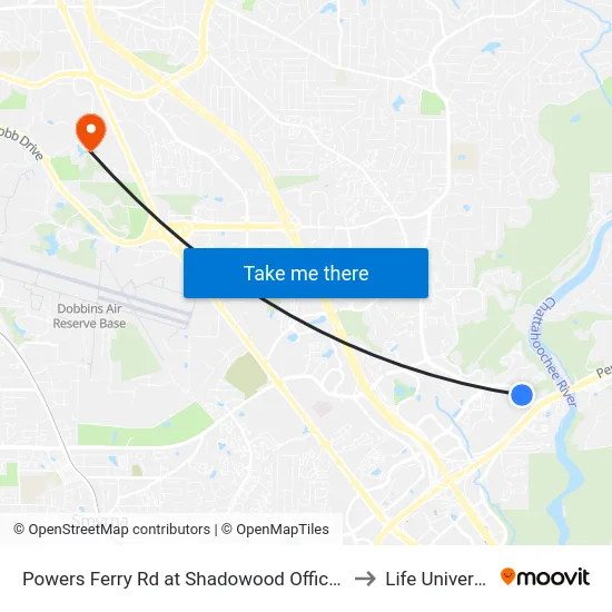 Powers Ferry Rd at Shadowood Office Park to Life University map