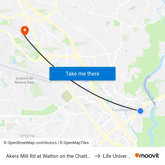 Akers Mill Rd at Walton on the Chattahoo to Life University map