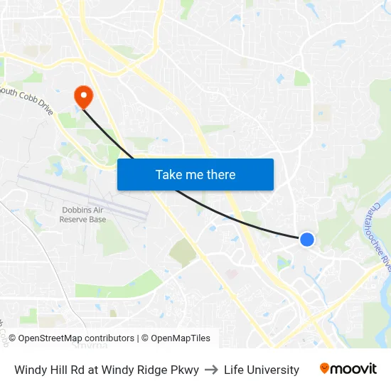 Windy Hill Rd at Windy Ridge Pkwy to Life University map