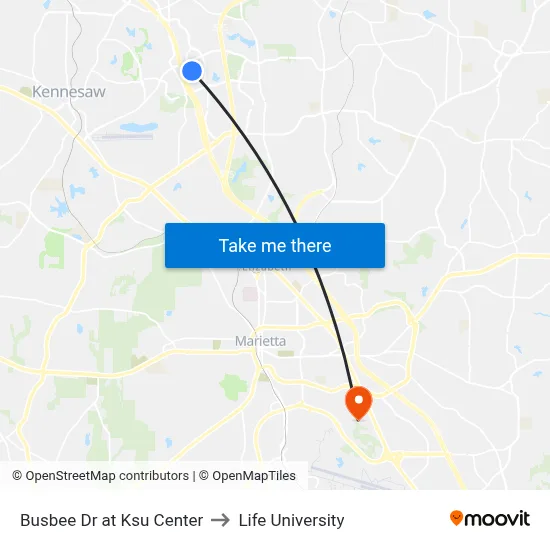 Busbee Dr at Ksu Center to Life University map