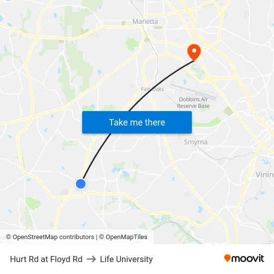 Hurt Rd at Floyd Rd to Life University map