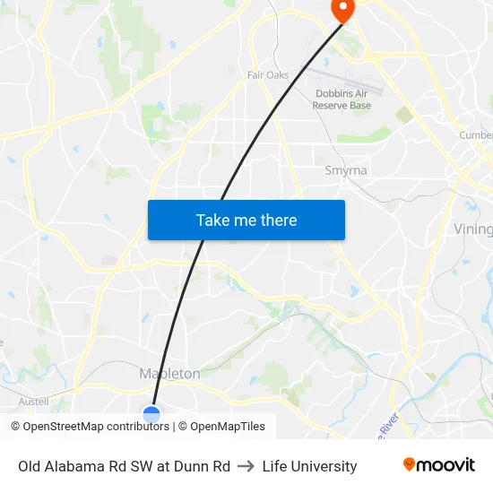 Old Alabama Rd SW at Dunn Rd to Life University map