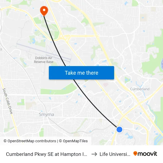 Cumberland Pkwy SE at Hampton Inn to Life University map
