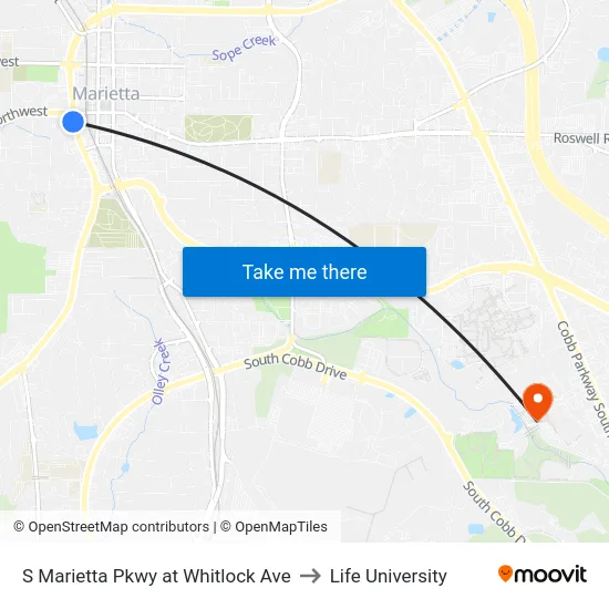 S Marietta Pkwy at Whitlock Ave to Life University map