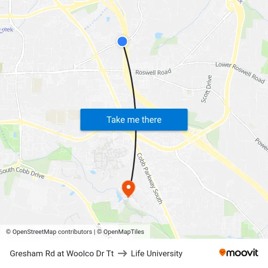 Gresham Rd at Woolco Dr Tt to Life University map