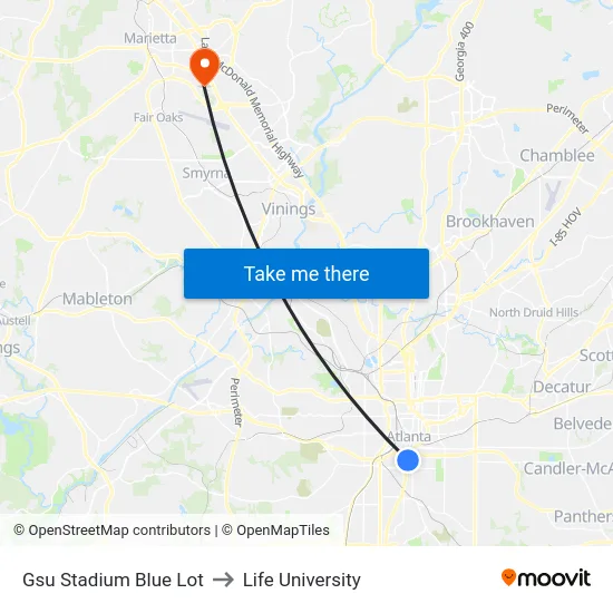 Gsu Stadium Blue Lot to Life University map