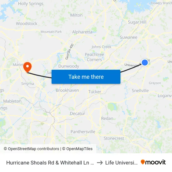 Hurricane Shoals Rd & Whitehall Ln Ib to Life University map