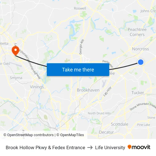 Brook Hollow Pkwy & Fedex Entrance to Life University map