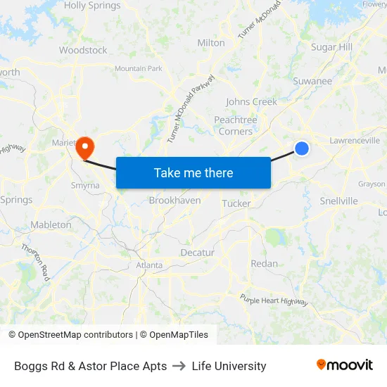 Boggs Rd & Astor Place Apts to Life University map