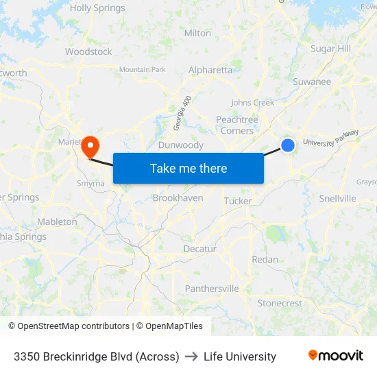 3350 Breckinridge Blvd (Across) to Life University map