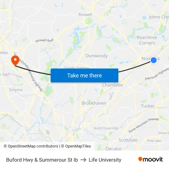 Buford Hwy & Summerour St Ib to Life University map