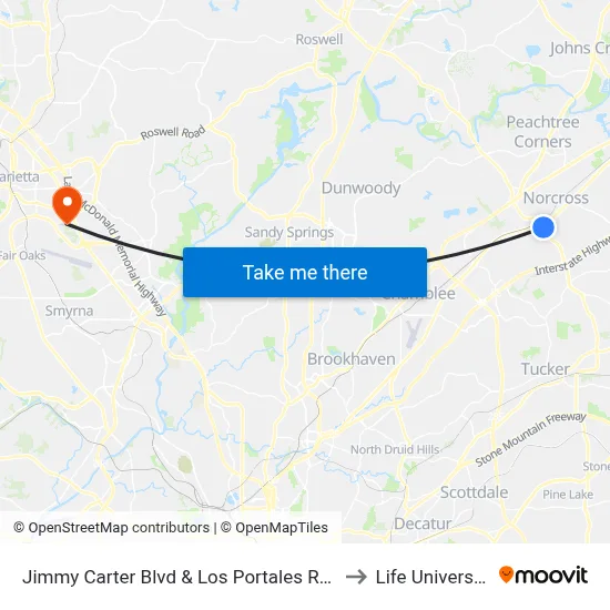 Jimmy Carter Blvd & Los Portales Rest to Life University map