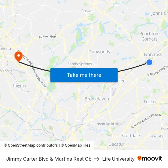 Jimmy Carter Blvd & Martins Rest Ob to Life University map
