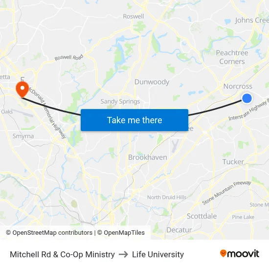 Mitchell Rd & Co-Op Ministry to Life University map