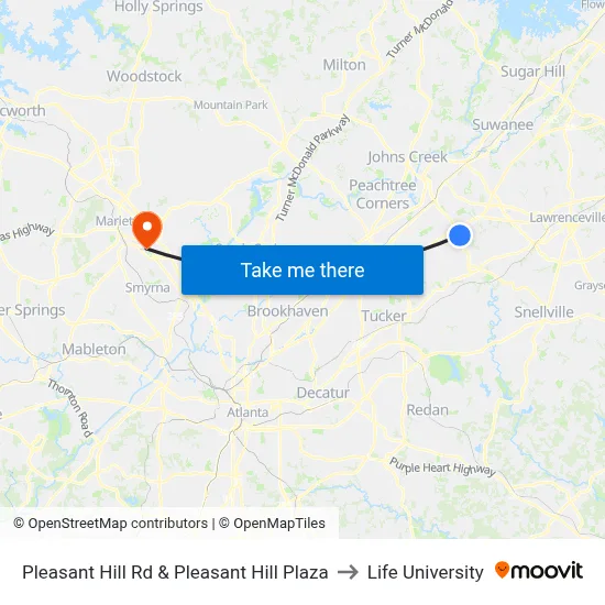 Pleasant Hill Rd & Pleasant Hill Plaza to Life University map