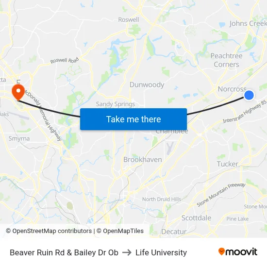 Beaver Ruin Rd & Bailey Dr Ob to Life University map