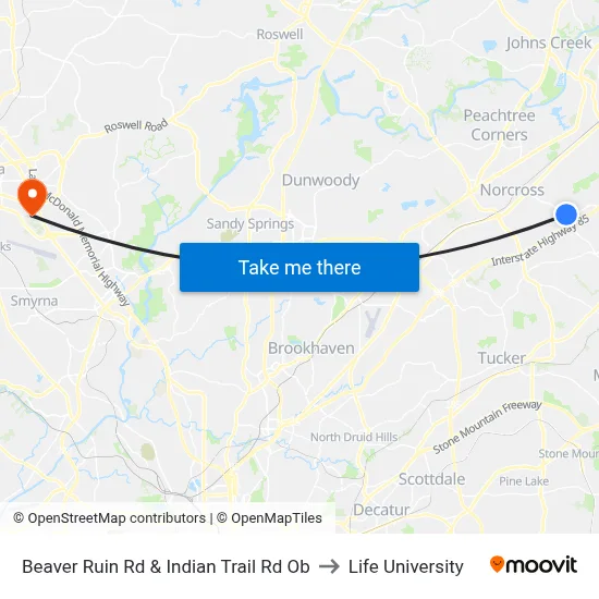 Beaver Ruin Rd & Indian Trail Rd Ob to Life University map