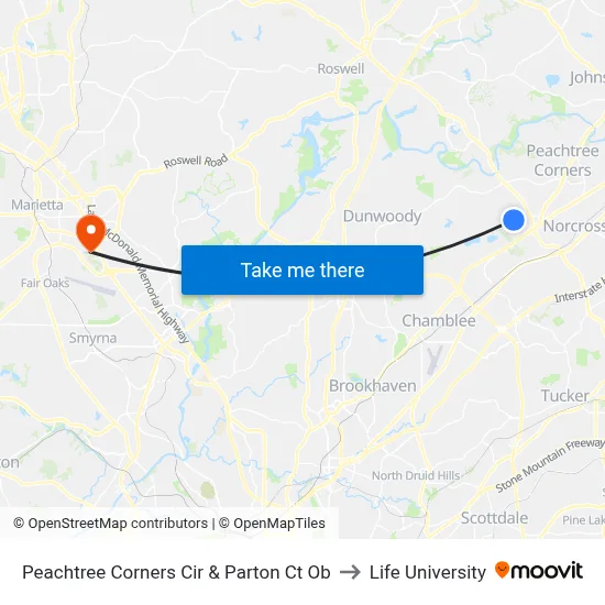Peachtree Corners Cir & Parton Ct Ob to Life University map