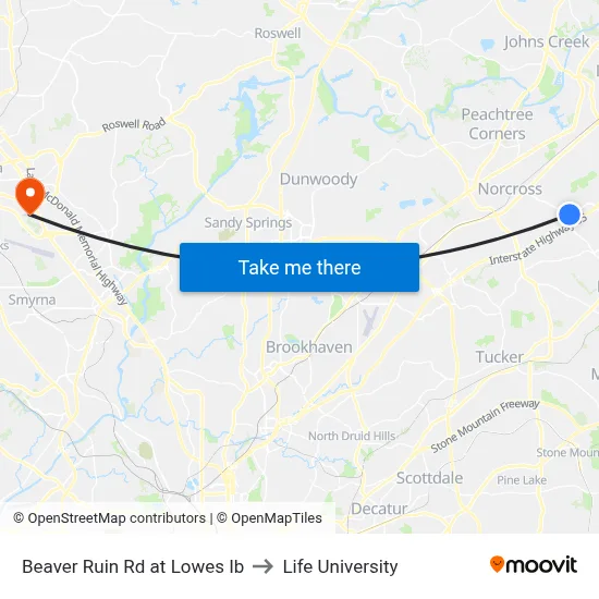 Beaver Ruin Rd at Lowes Ib to Life University map