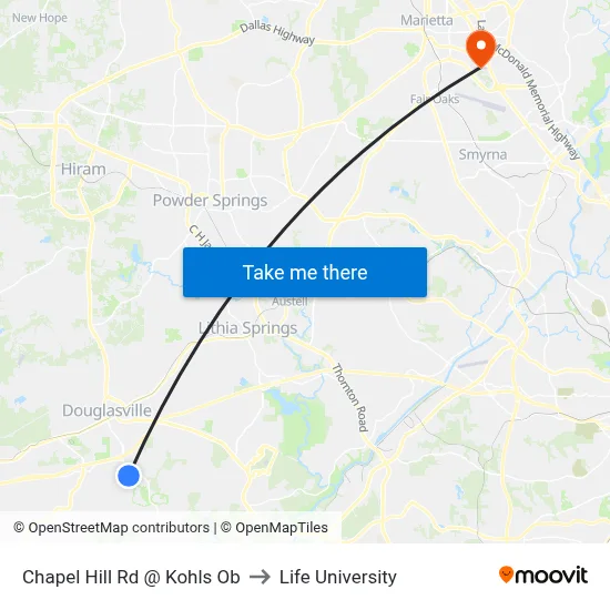 Chapel Hill Rd @ Kohls Ob to Life University map