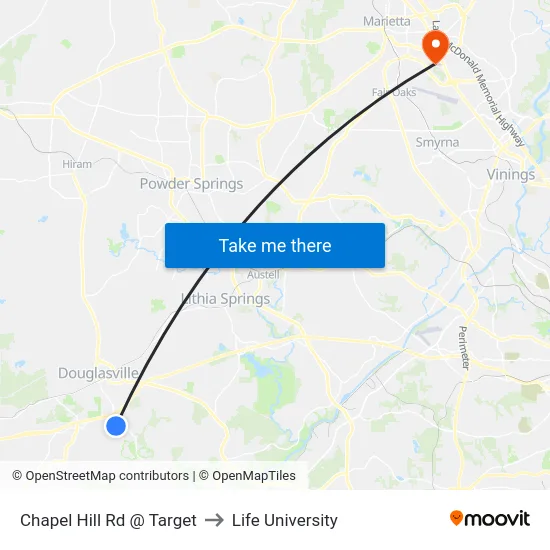Chapel Hill Rd @ Target to Life University map