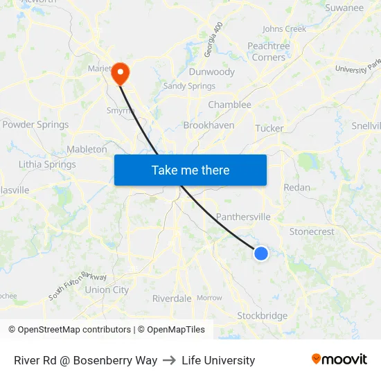 River Rd @ Bosenberry Way to Life University map