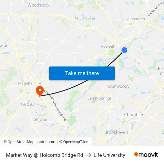 Market Way @ Holcomb Bridge Rd to Life University map