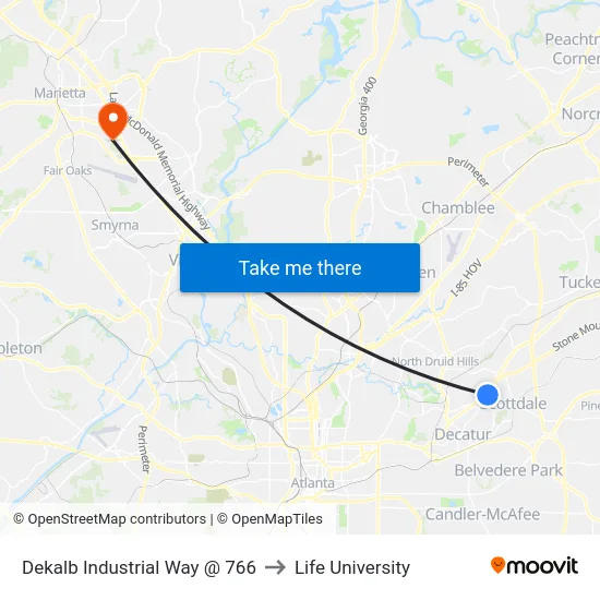 Dekalb Industrial Way @ 766 to Life University map
