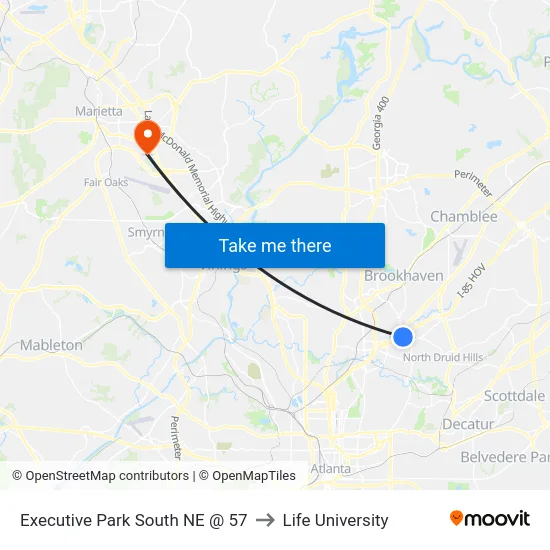 Executive Park South NE @ 57 to Life University map