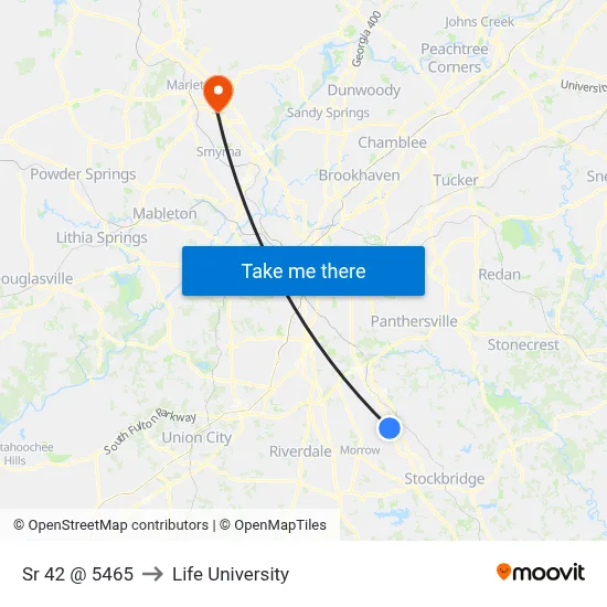 Sr 42 @ 5465 to Life University map