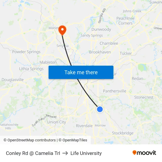 Conley Rd @ Camelia Trl to Life University map