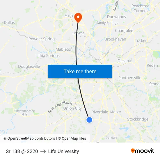 Sr 138 @ 2220 to Life University map