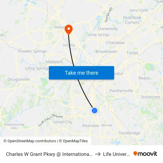 Charles W Grant Pkwy @ International Pkwy to Life University map