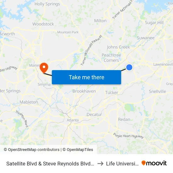 Satellite Blvd & Steve Reynolds Blvd Ib to Life University map