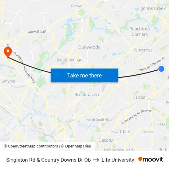 Singleton Rd & Country Downs Dr Ob to Life University map