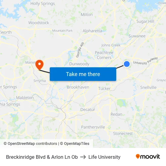 Breckinridge Blvd & Arlon Ln Ob to Life University map