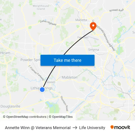Annette Winn @ Veterans Memorial to Life University map
