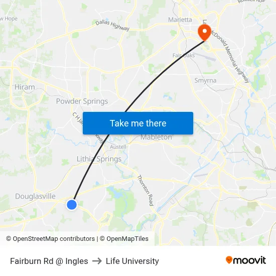 Fairburn Rd @ Ingles to Life University map