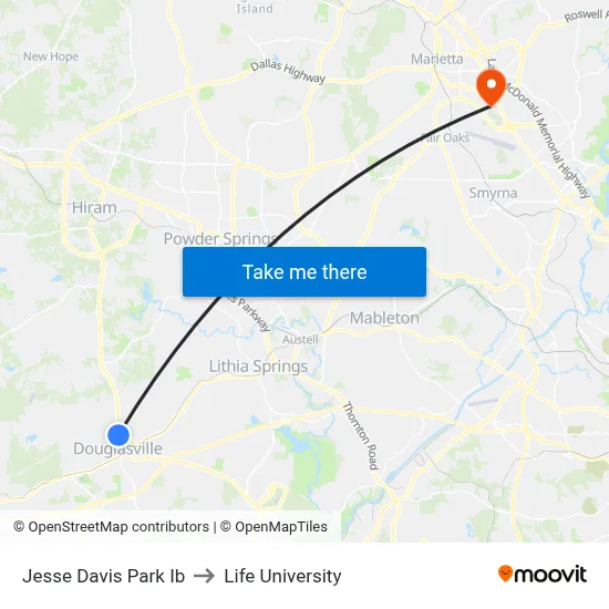 Jesse Davis Park Ib to Life University map