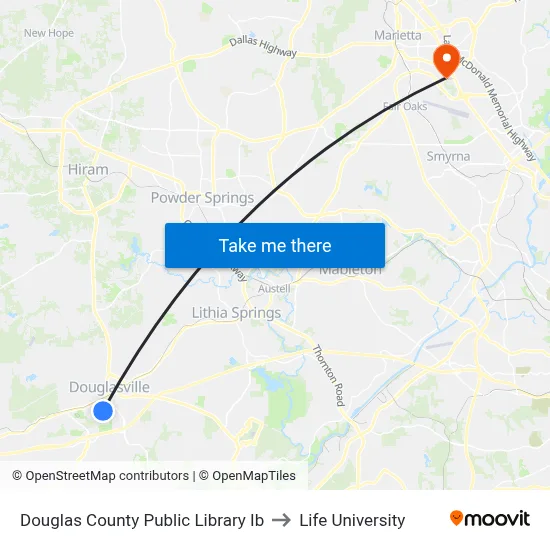 Douglas County Public Library Ib to Life University map