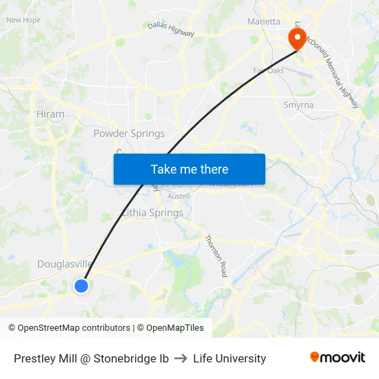 Prestley Mill @ Stonebridge Ib to Life University map