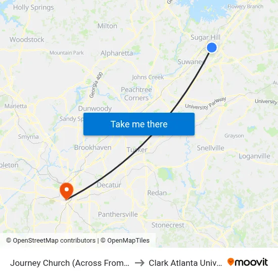 Journey Church (Across From Bloom) to Clark Atlanta University map